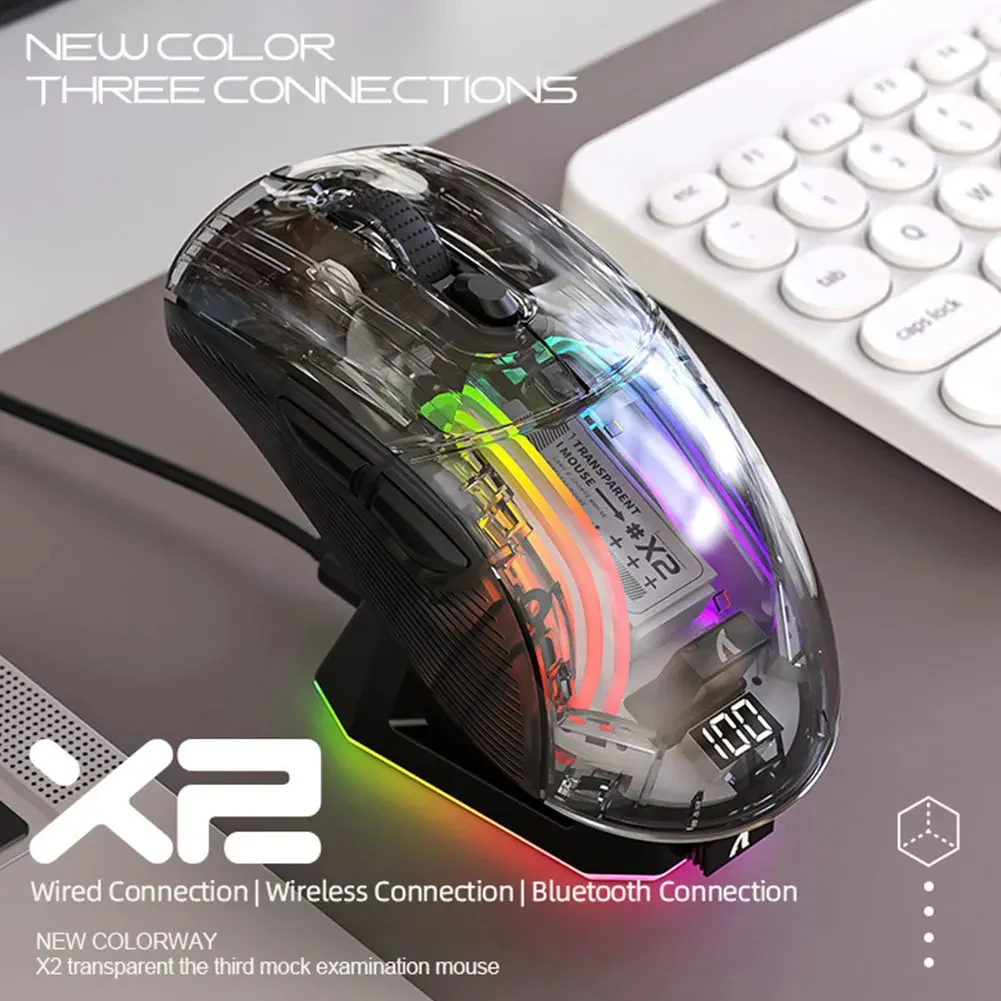 

X2 Pro Gaming Wireless Mouse Adjustable DPI 2.4GHZ Ergonomic Gaming Mice With Magnetic Charging Stand For PC Laptop Computer