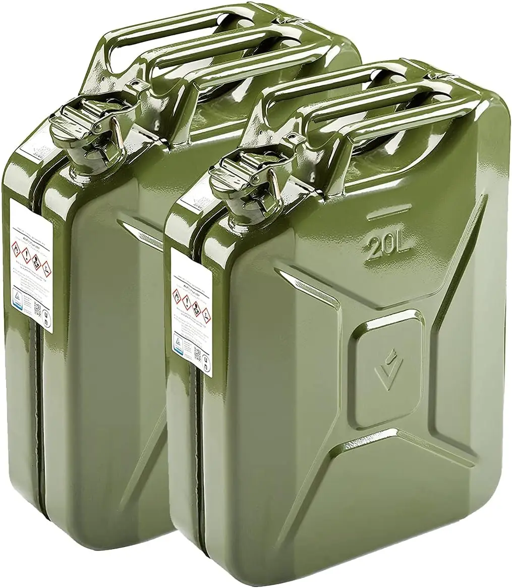 

Pack Stainless Steel Gas Can 20L 5 Gallon Metal Gas Can Green with Fuel Can and Spout System, US Standard Cold-Rolled Plate Petr
