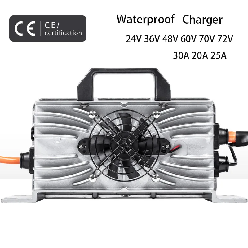 24V 36V 48V 60V 70V 72V30A 20A25A Lead Acid LiFeP04 Fast Battery Charger Waterproof For Electric Car Golf Cart Power Charger
