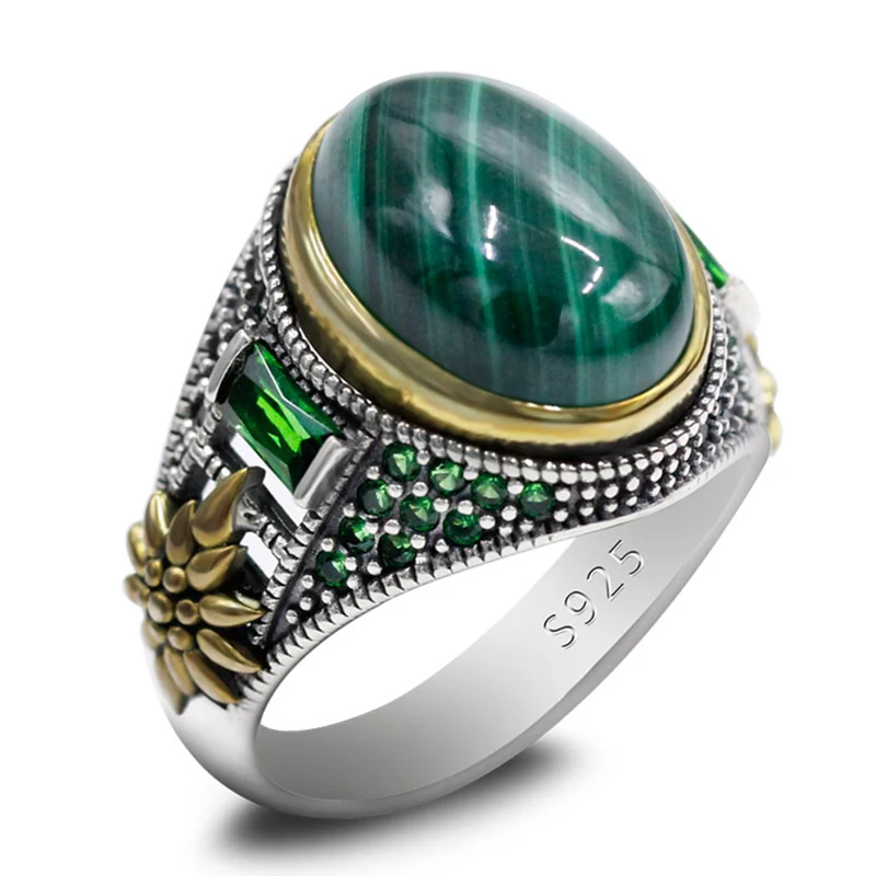 Новое мужское турецкое кольцо из стерлингового серебра 925 пробы с натуральным