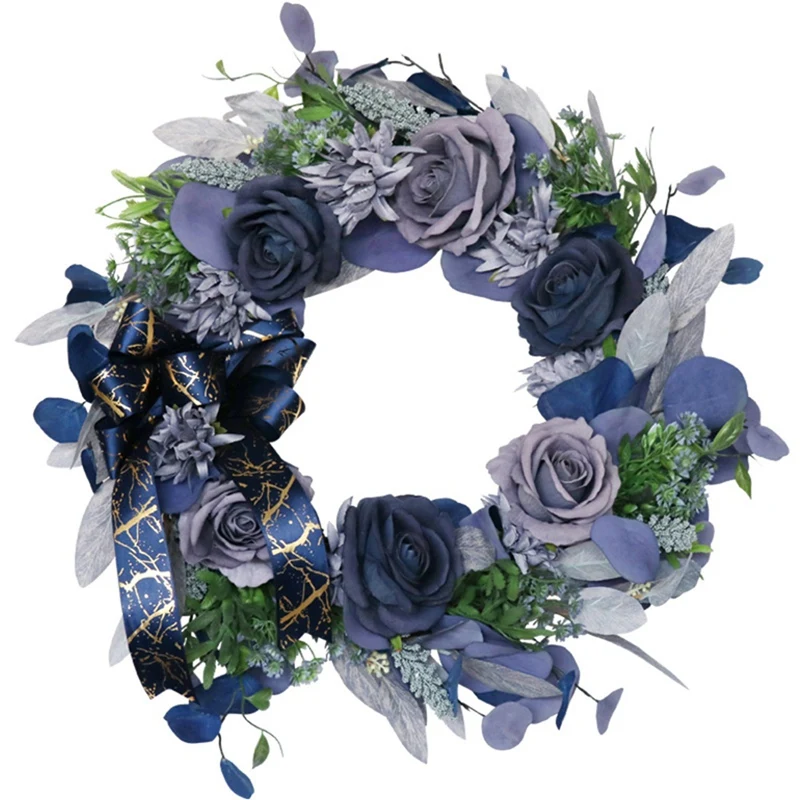 

Artificial Rose Flower Wreath Spring Summer Wreath for Front Door Wall Window Idyllic Outdoor Wedding Party Decoration