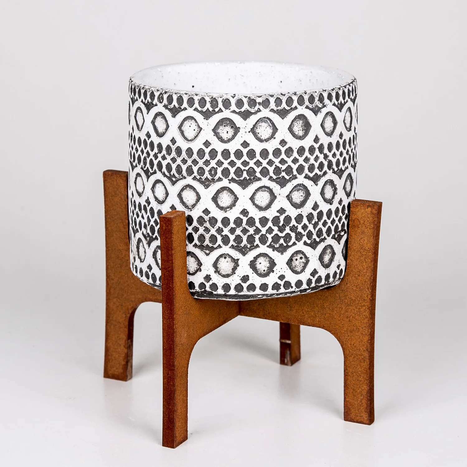 

Бетонный горшок Veramaya с кружевным сетчатым узором и подставкой, 14x21 см