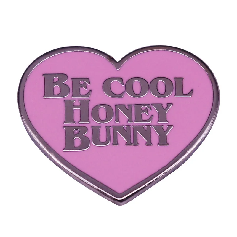 

“ Be Cool Honey Bunny ” Pulp Fiction Pink Heart-shaped Metal Enamel Backpack Bag Lapel Badge Brooch Pin