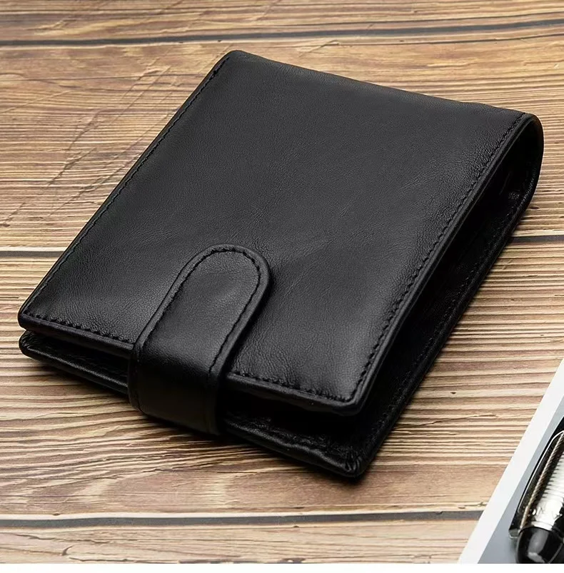 Manufacturer Direct Selling Leisure Short Business Leather Multi-Functional Large Capacity Buckle Men's Wallet Card Bag