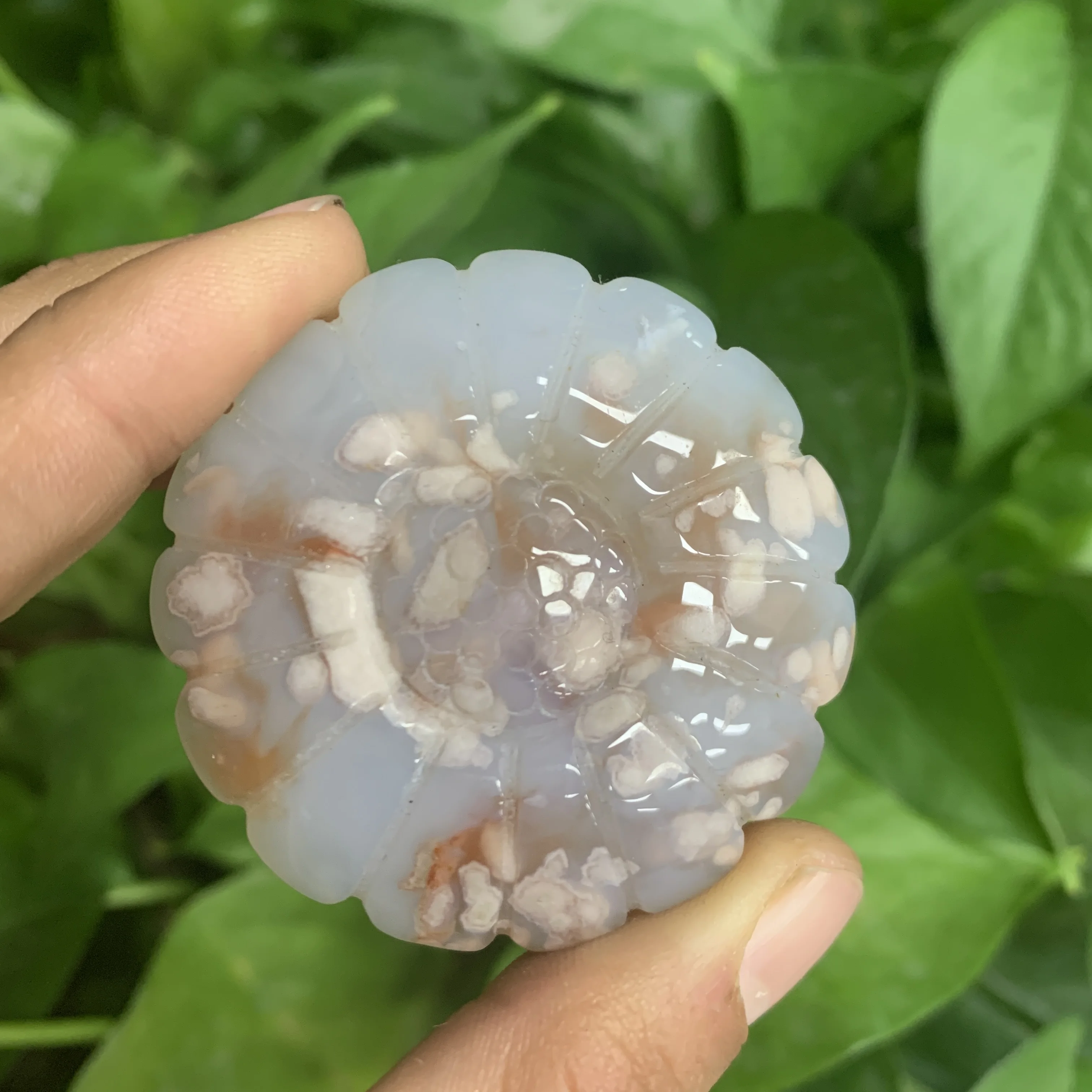 

Natural Flower Agate Carved Flower shape Gemstone Crystal Flower Figurine