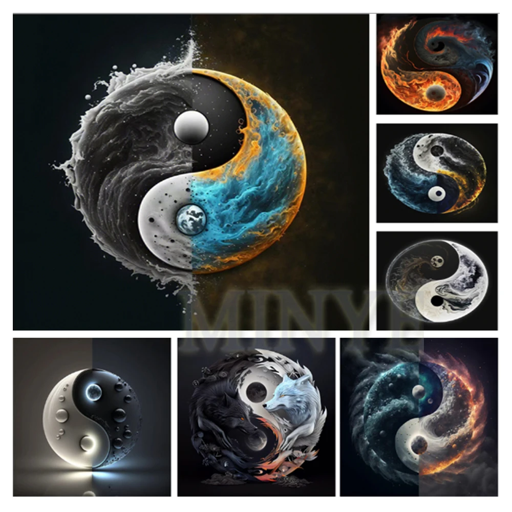 

2023 новая Алмазная вышивка Tai Chi Yin Yang пейзаж 5D «сделай сам» алмазная живопись полная квадратная Круглая Мозаика наборы для вышивки крестиком