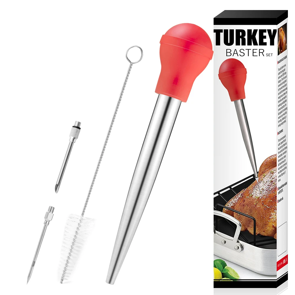 

4pcs Turkey Baster Set, Kitchen Turkey Tool Kit For Thanksgiving Christmas, Including 2 Injector Needles For Cooking, 1 Cleaning