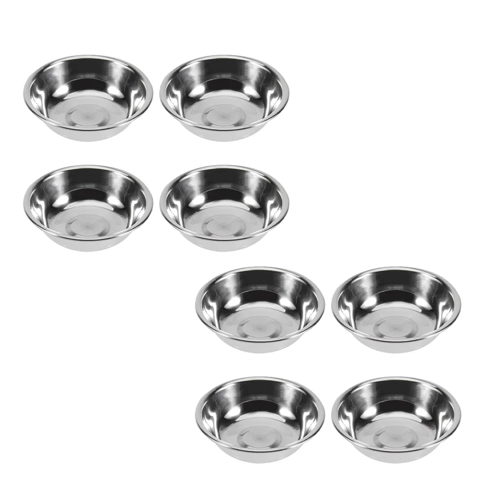 

8 Pcs Stainless Steel Plate Appetizer Serving Plates Butter Container Household Sauce Practical Relish Mini Dishes Seasoning