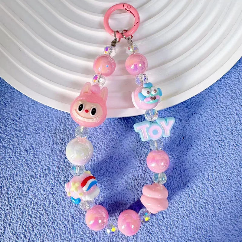 Цепочка для телефона Labubu подвеска рюкзака из бисера ремешок мобильного милый