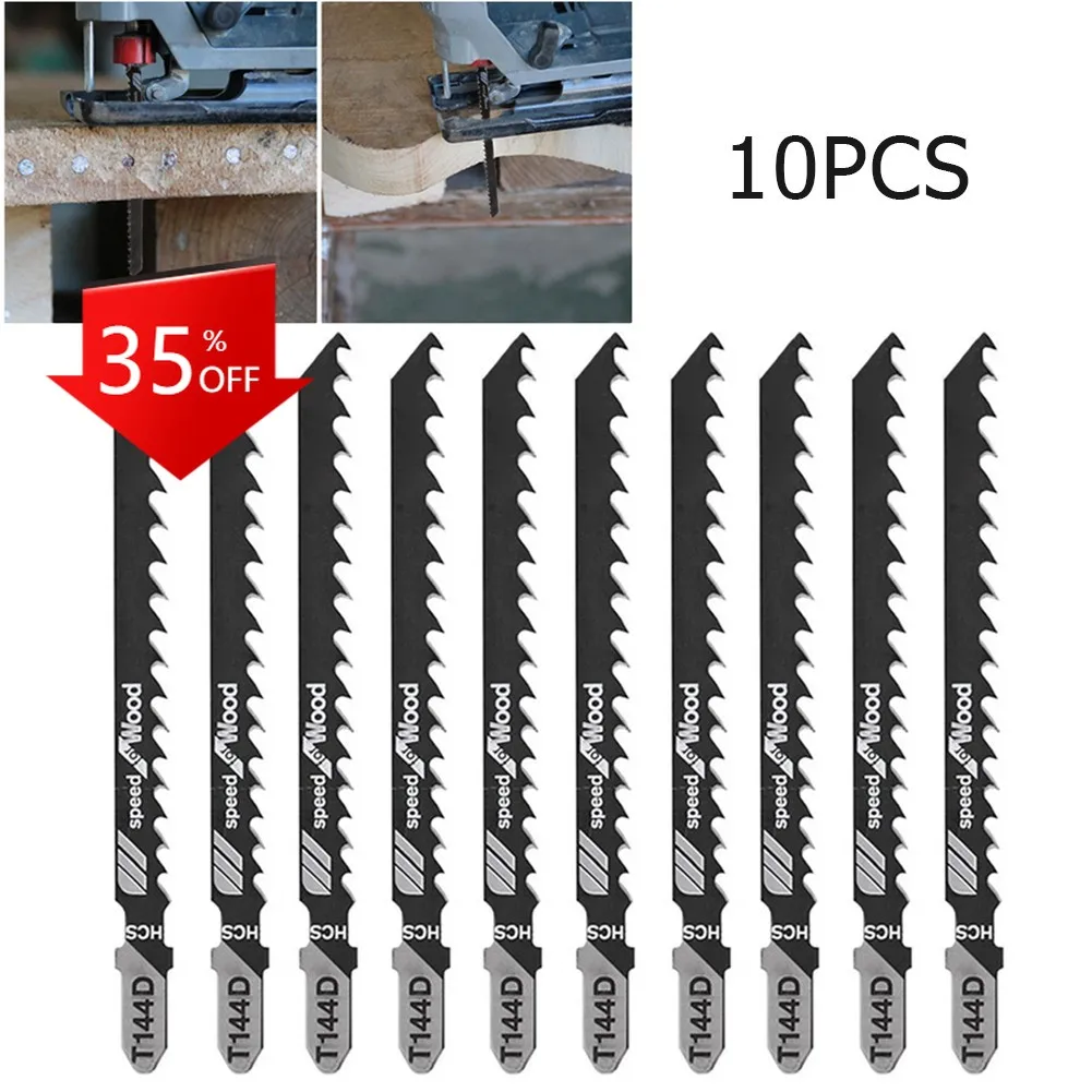

10Pcs T144D HCS Jigsaw Blades 100mm Long Reciprocating Saw Blade Curve Saw Blade Set For High Speed Wood Cutting