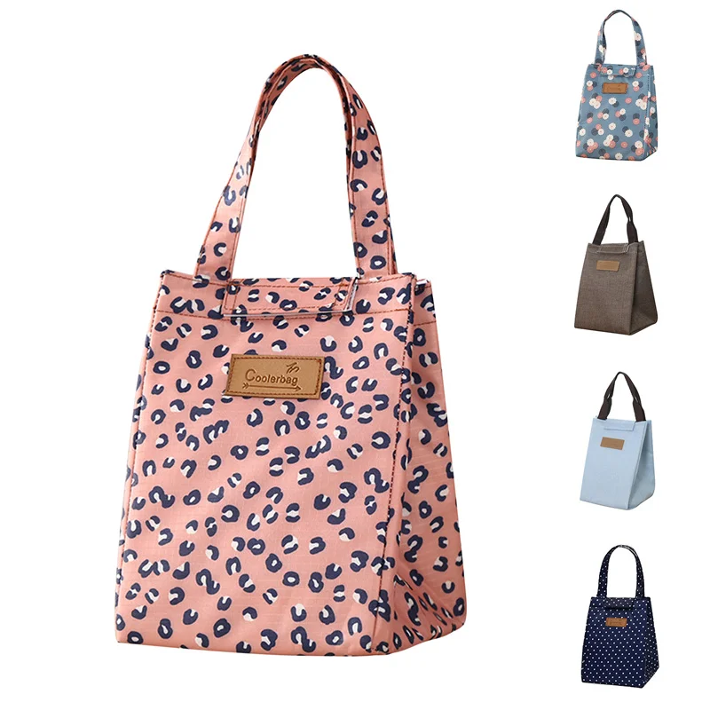 

Portable Lunch Handbag Insulated Thermal Picnic Dinner Bag Self-Adhensive Waterproof Canvas Bag Cooler Bag