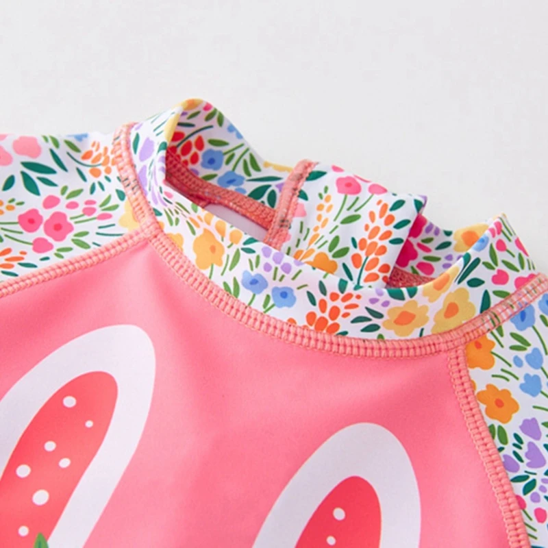 Swimsuit Kids Girl Long Sleeves Swimwear for Girls Cartoon Rabbit UPF50 UV Protection Children's Bathing Suit Beach Clothes Baby