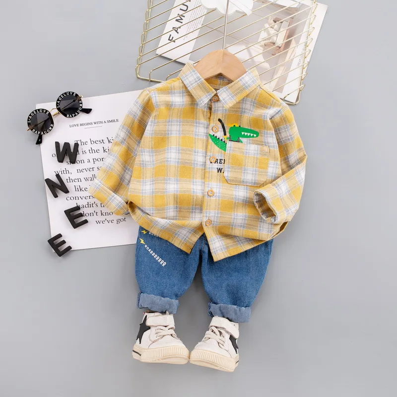 

WNXX-Baby Clothes Toddler Boy Clothes-0-5 Years Old Autumn long-Sleeved Longs Suit Baby Printed Shirt Two-Piece Suit