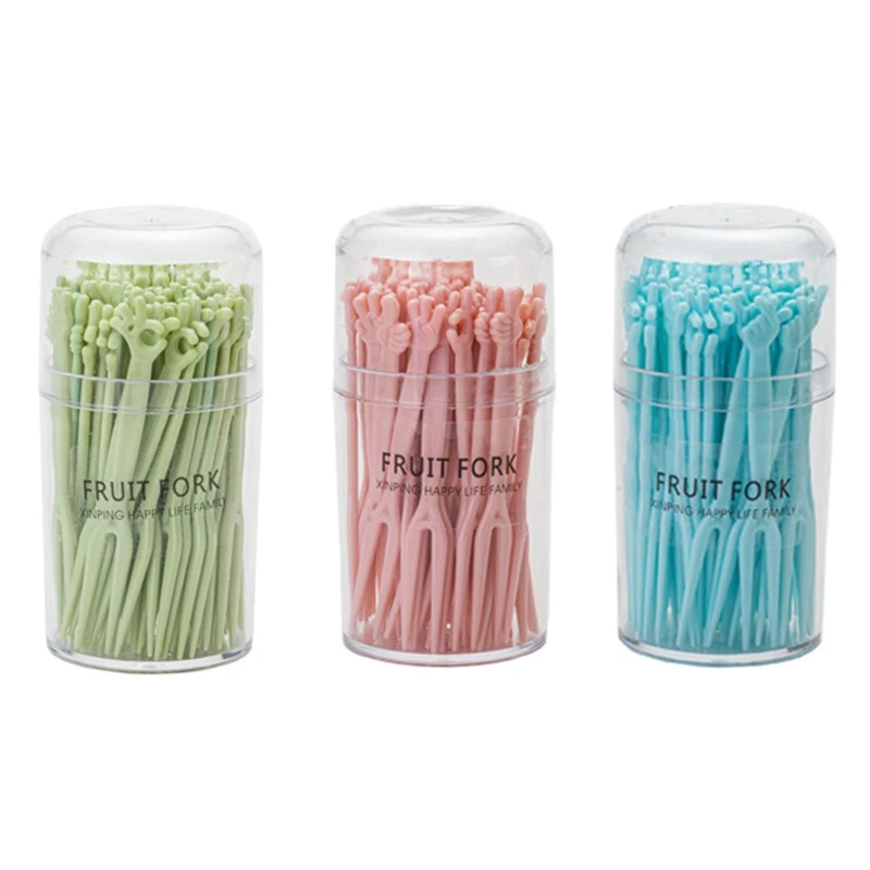 

50 упаковок, пластиковые вилки для фруктов, 3 цвета
