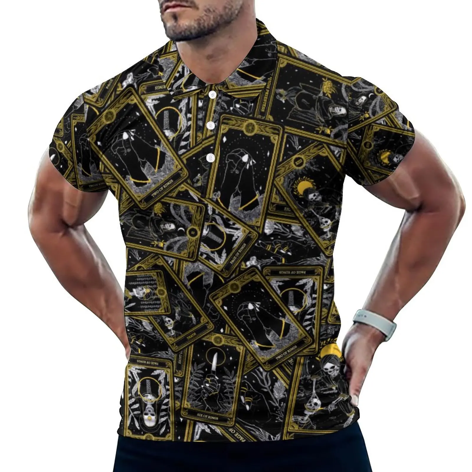 

Современные повседневные футболки Таро с карточками, винтажные рубашки поло с принтом, мужская стильная рубашка, повседневная одежда с кор...