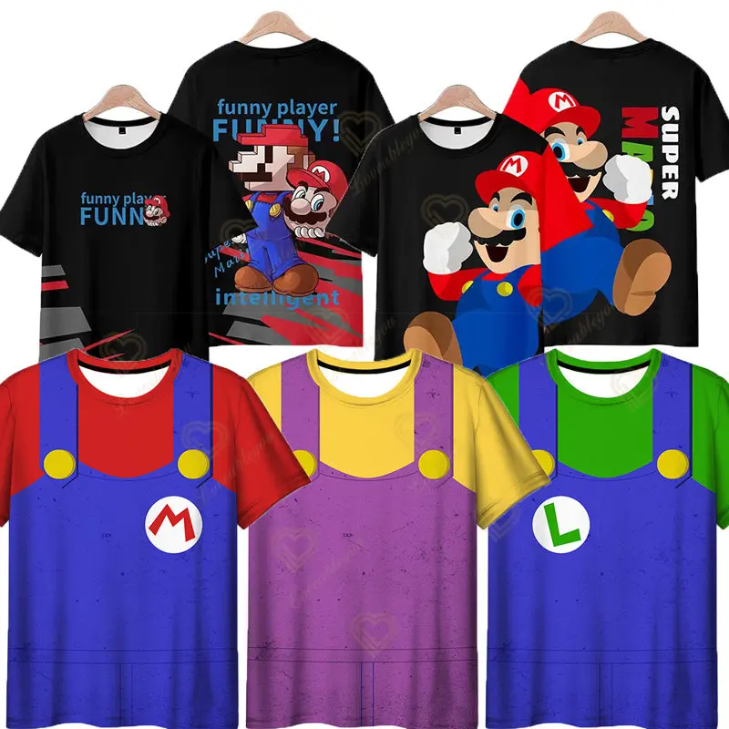 

Marios Bros Adults T Shirt Kawaii Cartoon Tees Shirt Summer Tops Women's Clothing Kid Clothes Boy Girl Short Sleeve T Shirt