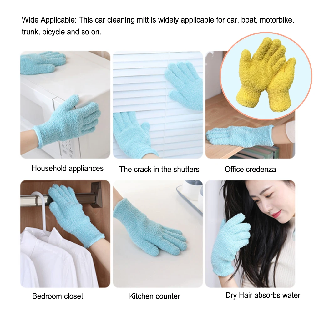 

1 Pair Wash Mitt Widely Use Dust Cleaners Car Cleaning Gloves Dusting Kitchen Gadget Microfiber Sponge Washing Glove