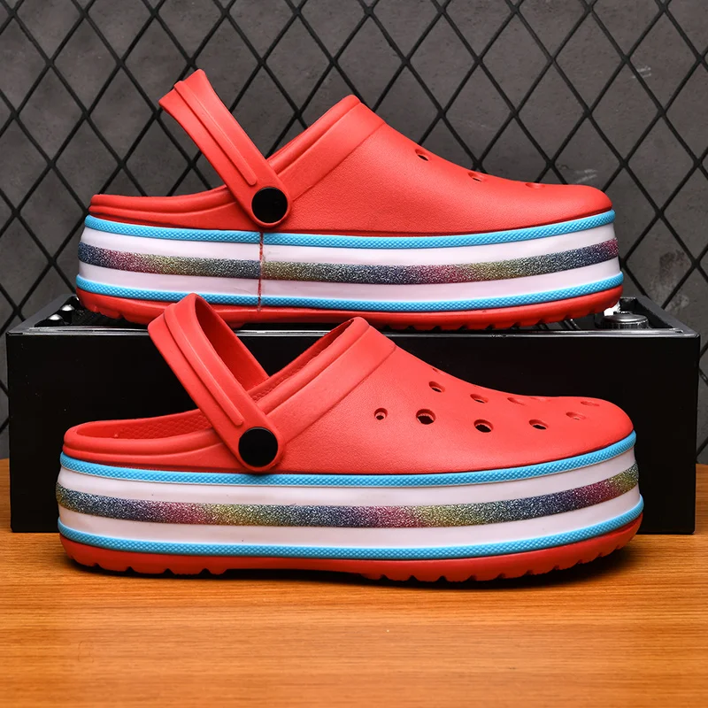 

Summer Men Slippers Outdoor Clogs Garden Shoes Beach Sandals Ankle-Wrap Slippers Flip Flops Indoor Home Slides Bathroom Shoes 45