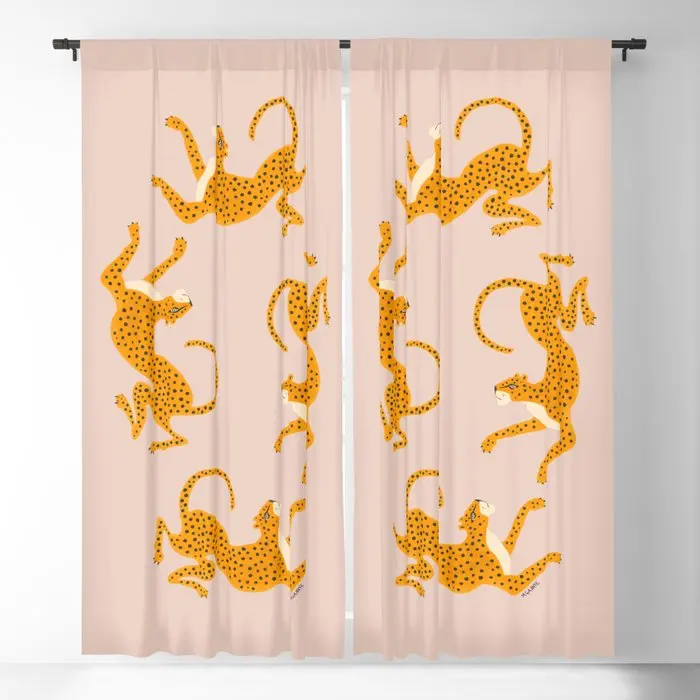 Leopard Race - Pink Blackout Curtains 3D Print Window Curtains For Bedroom Living Room Decor Window Treatments