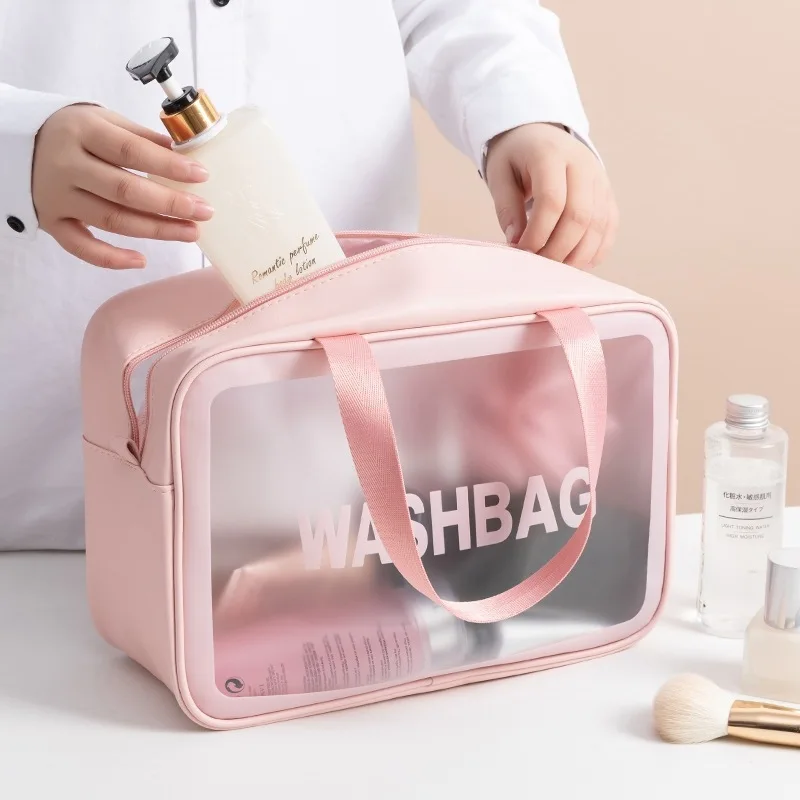 Portable Storage Toiletry Organize Waterproof PVC Travel Cosmetic Bag Transparent Zipper Makeup Storage Pouch Female Wash Kit