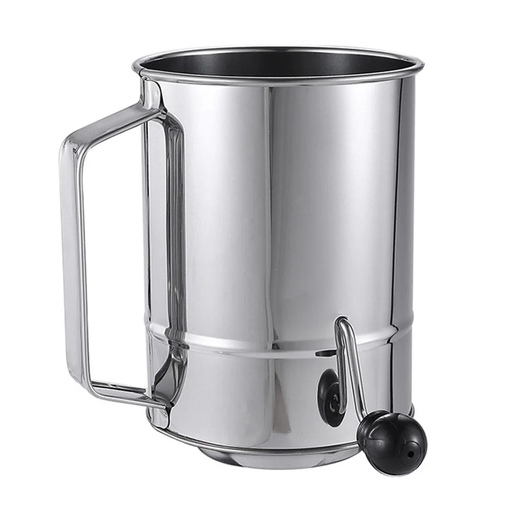 

Flour Sifter Baking Sieve Hand Shaker Strainer Held Sugar Ingredients Kitchen Dry Mesh Cake Stainless Steel Handheld Crank