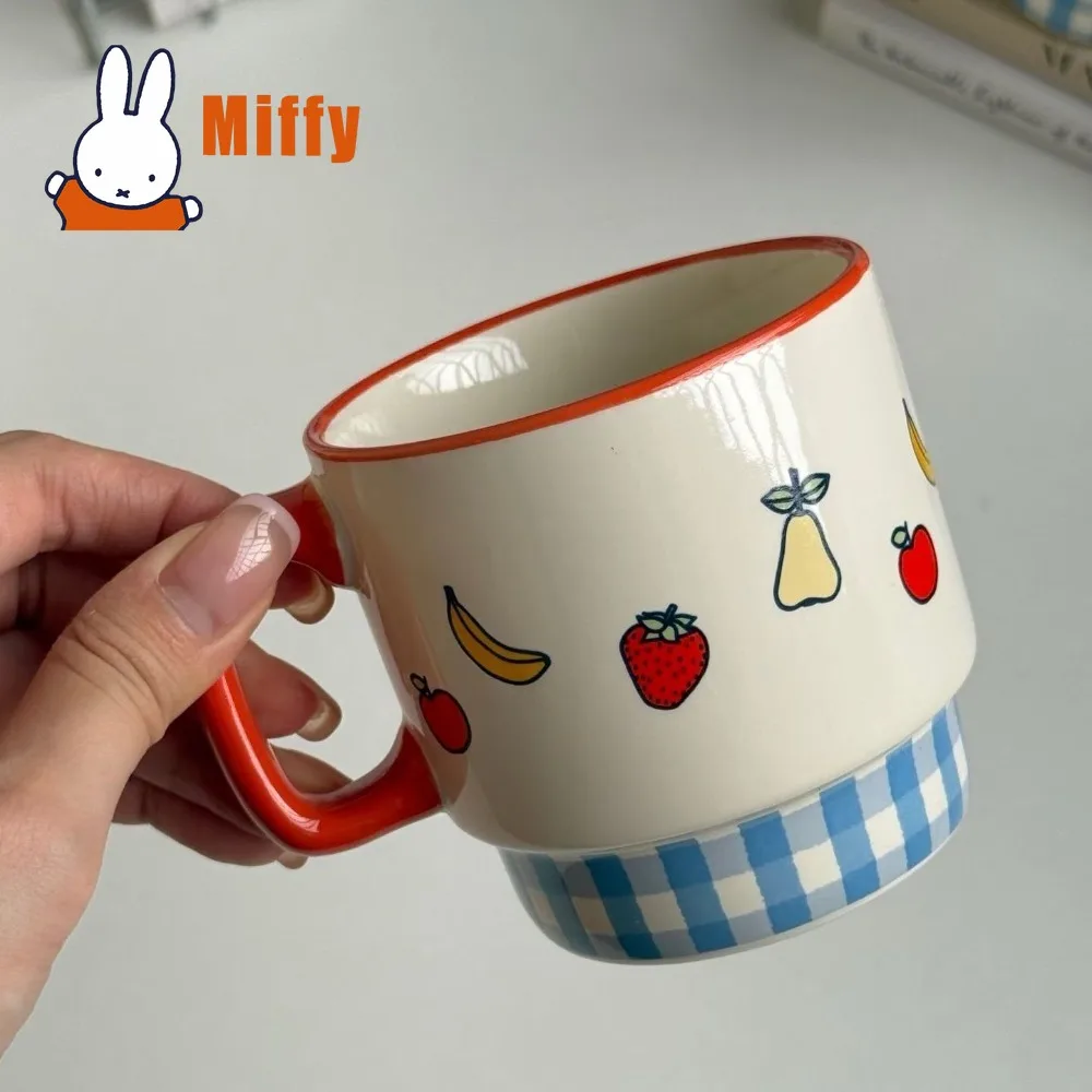 Фото Керамическая кружка Kawaii Miffy: милая чашка для кофе с кроликом, штабелируемая кружка для молока и воды, фарфоровая посуда для завтрака, сока, овсянки, подарок №4