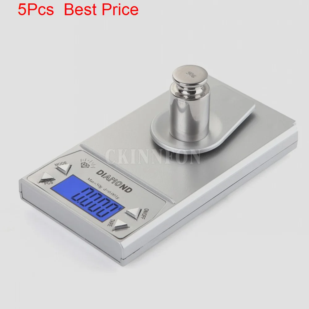 

5Pcs/lot Precision Compact and Portable Experiment 10/20/50G 0.001g LCD Lab Digital Jewelry Scale Herb Balance Weight Gram