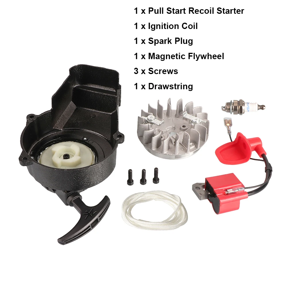 

Легко тянущий стартер из сплава, зажигание Coi для 2-тактного двигателя 47cc 49cc 50cc Pocket Bike Mini Moto Dirt Bike ATV Quad