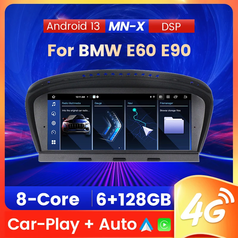 Автомобильный мультимедийный плеер TomoStrong Android 13 с 6 ГБ + 128 для BMW 3 5 серии E60 E61 E63 E64