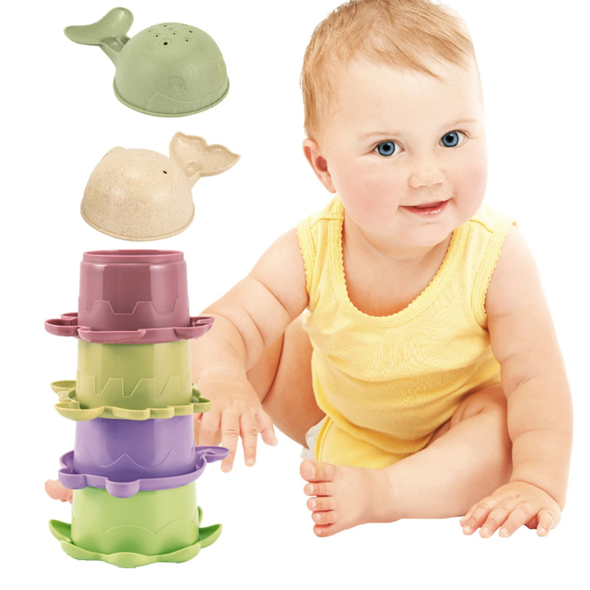 

Детские игрушки Монтессори в виде стаканов, цветные игрушки в виде башни, забавные песочные часы из пшеничной соломы, интеллектуальная игру...