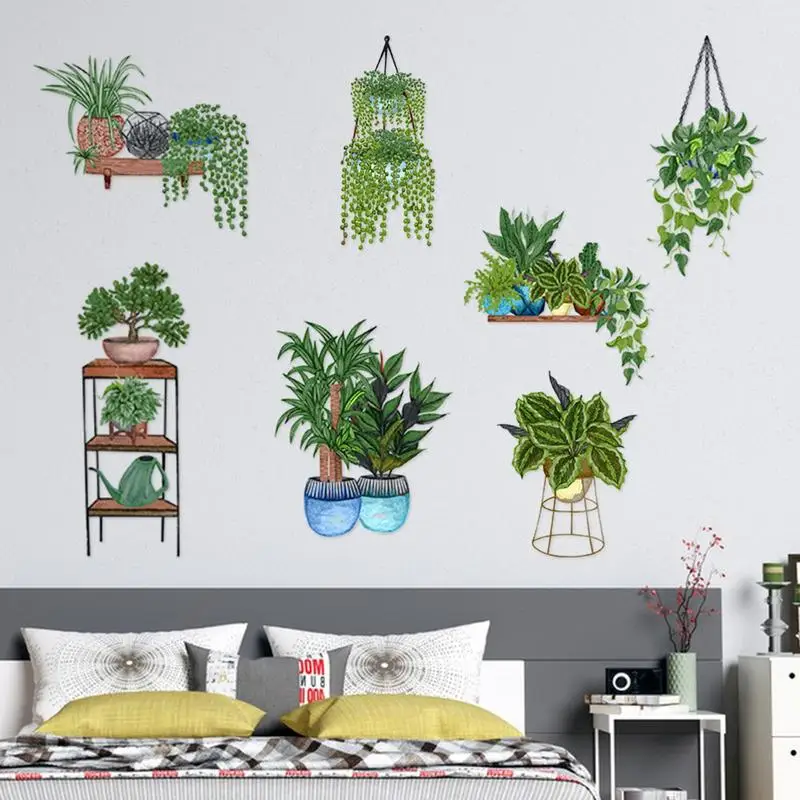 

Green Plant Wall Stickers Plants Window Wall Decal Peel And Stick Poster Plant Leaves Wall Sticker For Aisle Kitchen Farmhouse