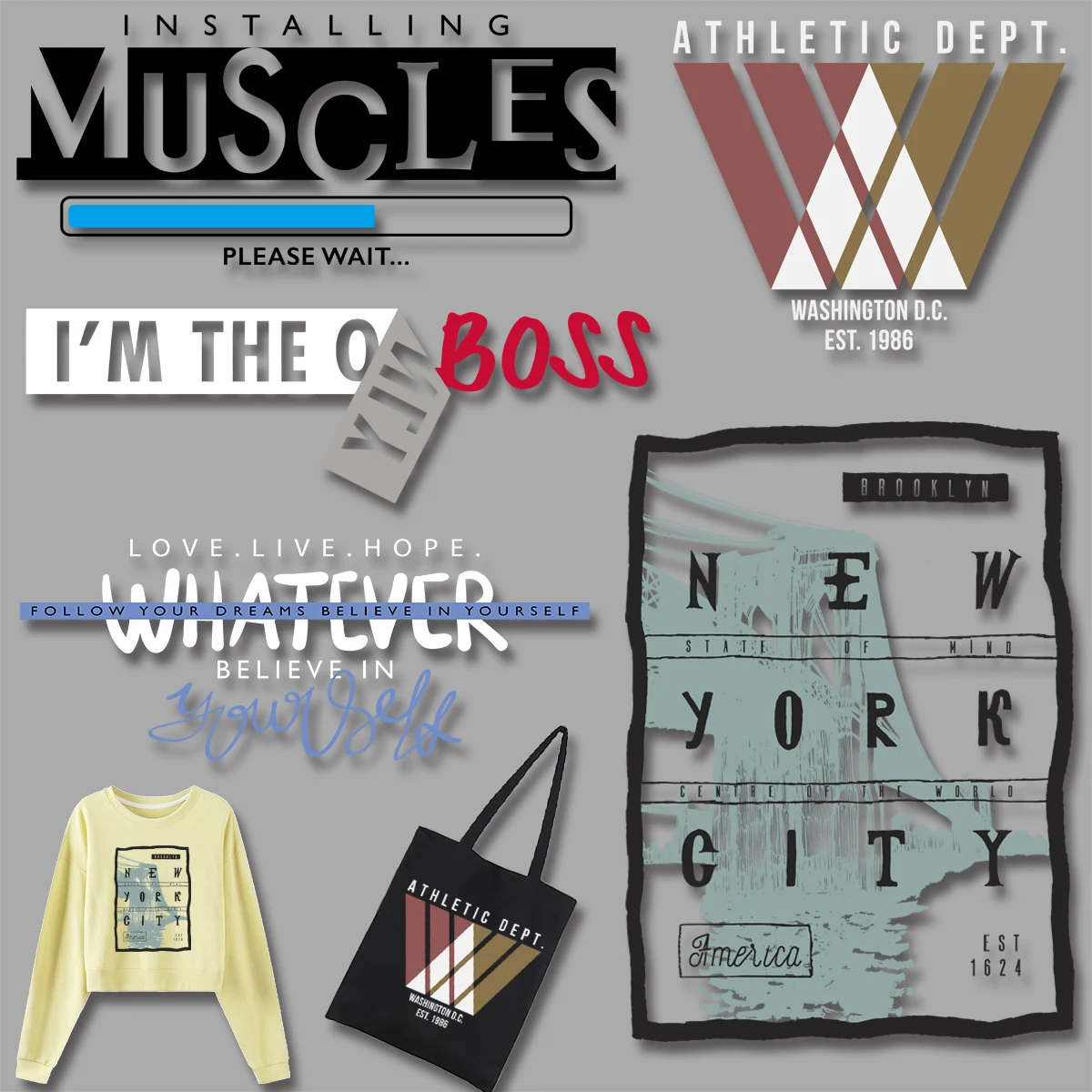 Простая индивидуальная буква мышцы Нью-Йорк Я единственный босс термоклейкая