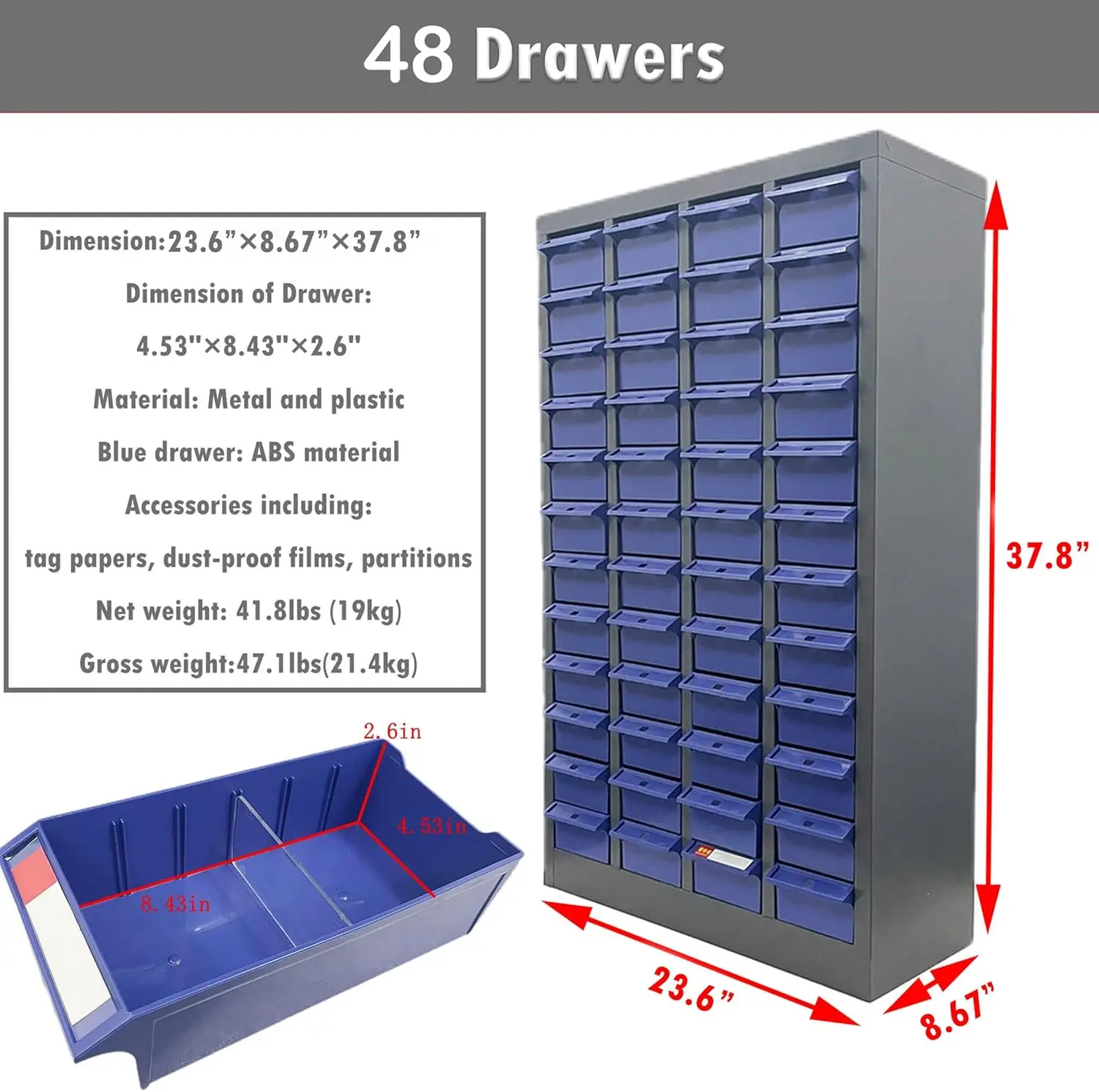 Шкаф для деталей 48 ящиков ящики хранения компонентов инструмент винтов гвоздей