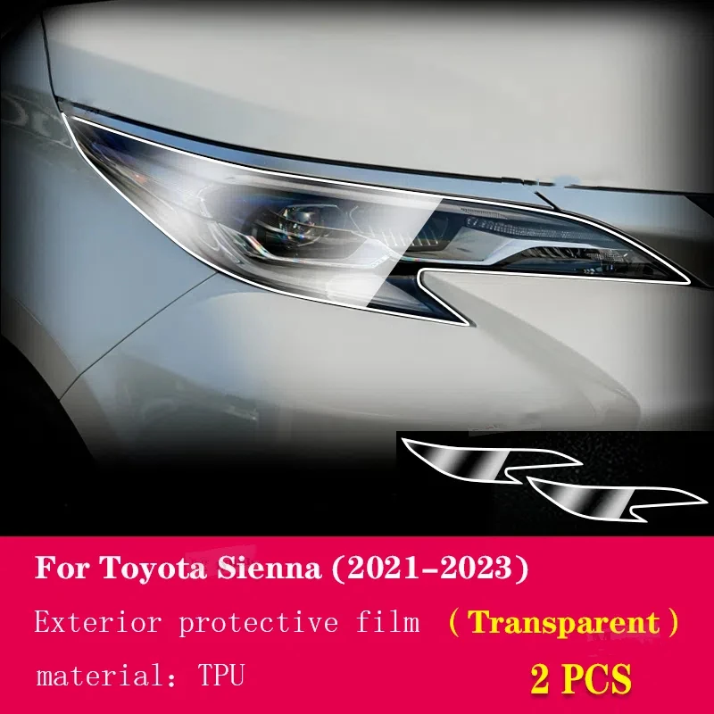 

2 шт. защитная пленка для фар автомобиля, прозрачная черная наклейка из ТПУ для Toyota Sienna 2021-2023, автомобильные аксессуары