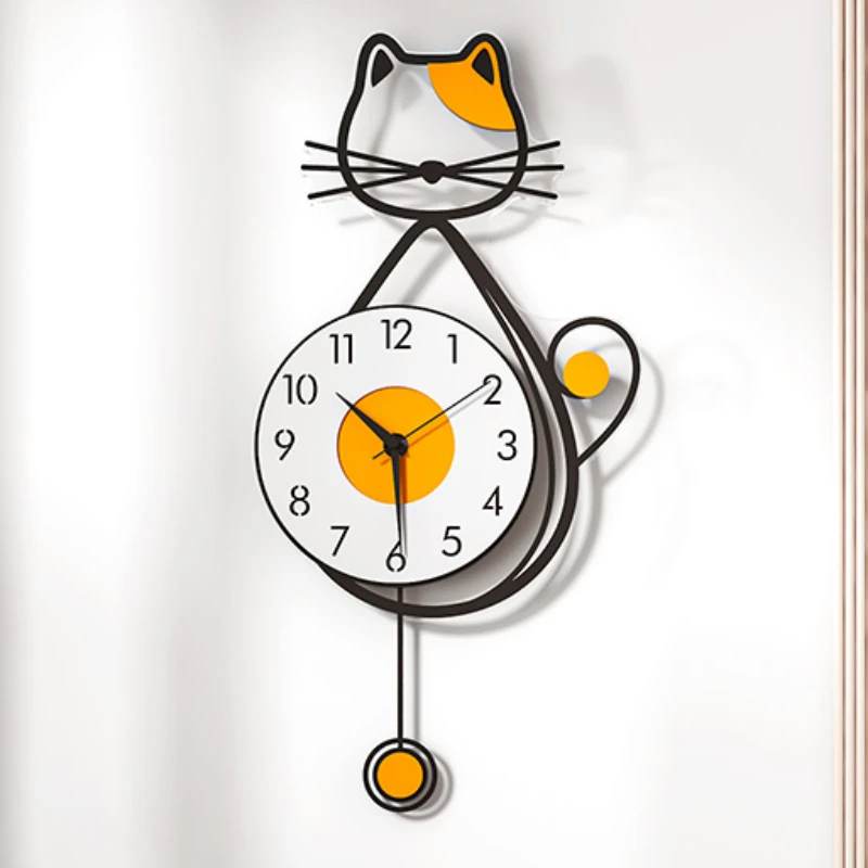 Настенные часы с изображением котенка простые скандинавские невероятно узкие