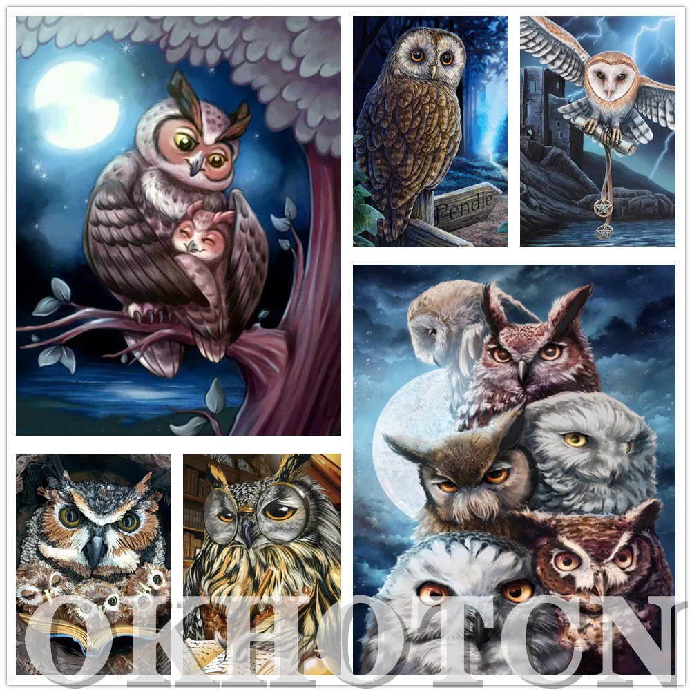 

5D Diy Full Drill Diamond Painting Owl Bird Diamond Embroidery Animal Rhinestones Picture Mosaic Art Cross Stitch Home Decor
