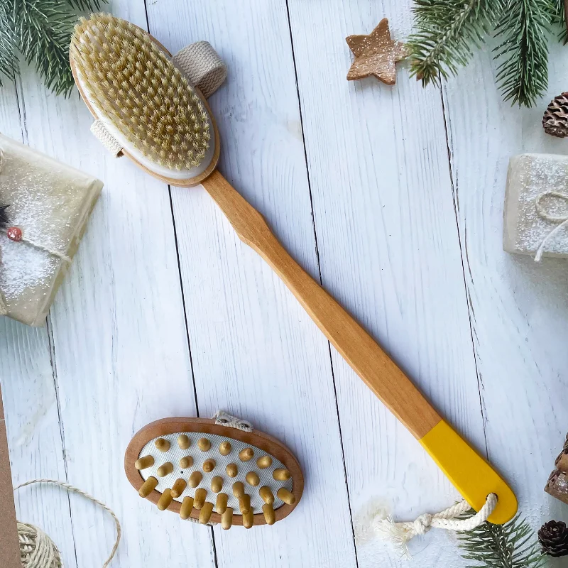 

Съемная деревянная щетка для ванны с длинной ручкой и щеткой из Кабановой щетины, массажер для сухого тела, набор полотенец для спины и лобы,...