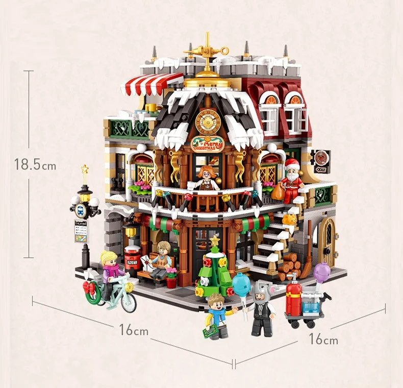 1054 LOZ mini Blocks Kids Building Bricks Boys Toys Puzzle Christmas Coffee House Girls Holiday Gift  2056pcs images - 5