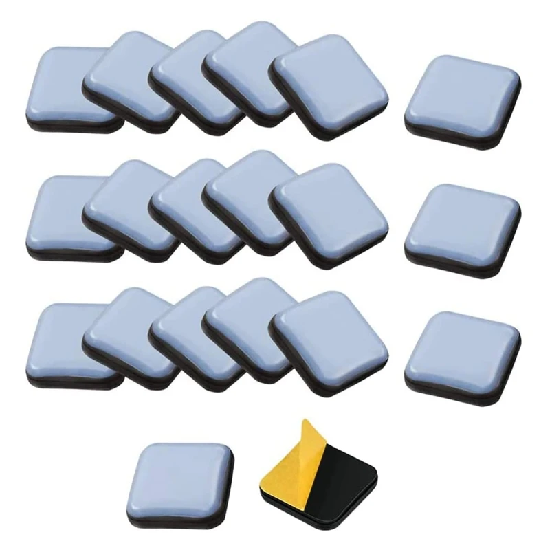 

T5EB 20 PCS Furniture Sliders PTFE Self Adhesive Furniture Moving Pads Square Floor for PROTECTION Pad Silent Move Furniture