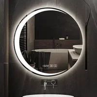 80CM Round 3 Color LED Light Bath Smart Anti Fog Hotel Bathroom Mirror Beauty Makeup 3X Magnification Wall Mounted Vanity Mirror