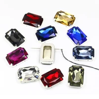rectangle pointed back crystal fancy stone with silver claw sew on rhinestone diy craft strass glass stones for clothes