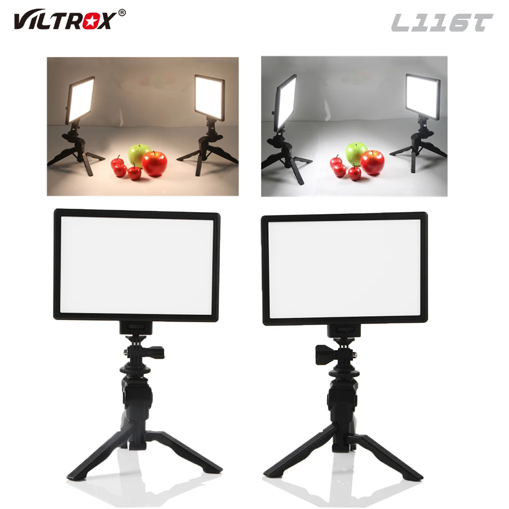 

2x Viltrox L116T студийный светодиодный светильник для камеры ЖК-дисплей двухцветный с регулируемой яркостью + 2x складной Ручной штатив для камеры...