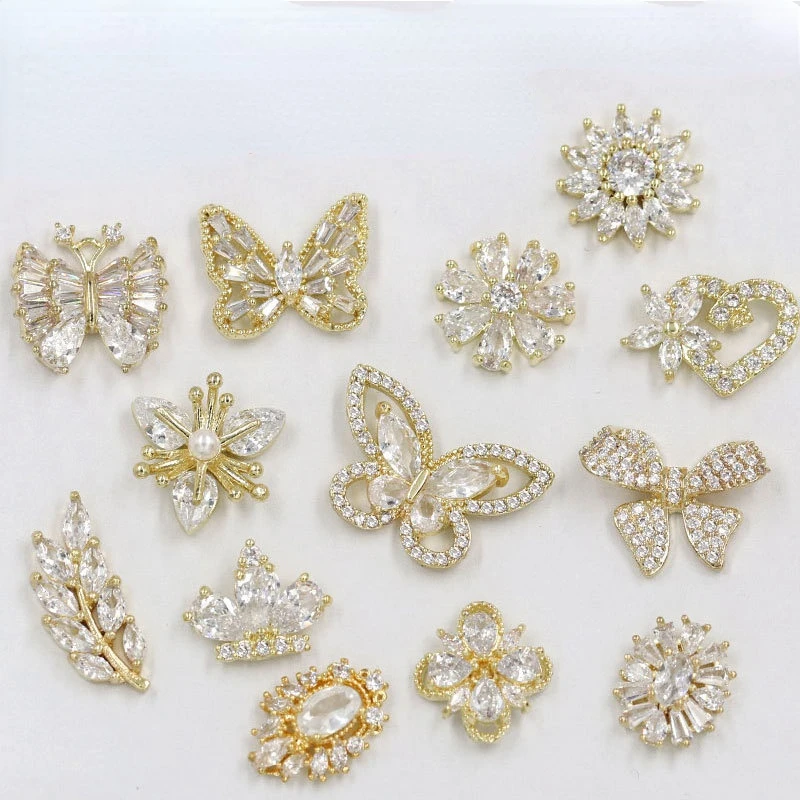 

3PCS Explosive Butterfly Jewelry Luxury Exquisite Full Diamond Bow Phototherapy Nail Love Decorative Diamond