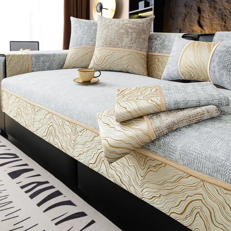 Чехлы на диван из синели для гостиной легкий роскошный нескользящий коврик