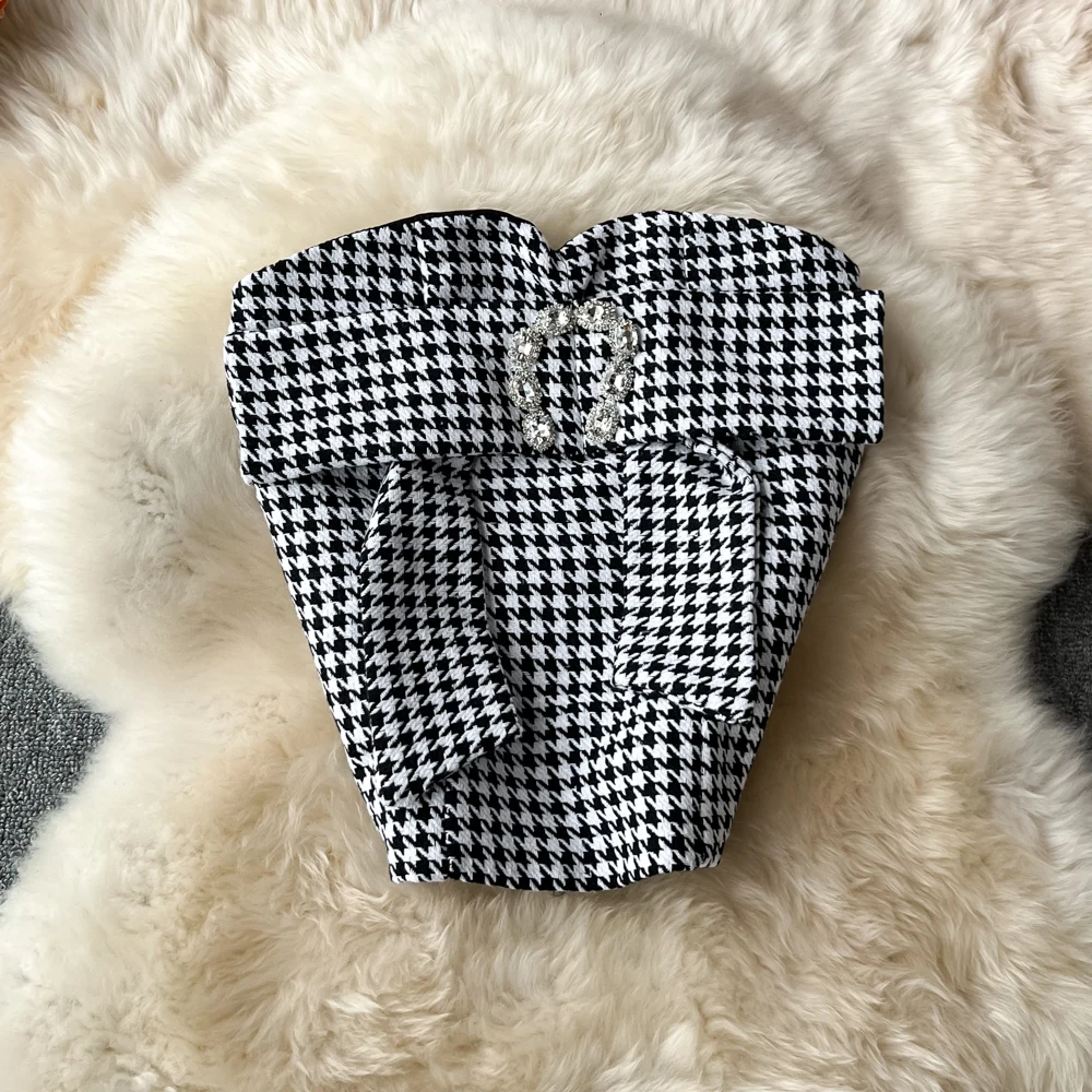 

2022 Летний Новый сексуальный клетчатый женский топ с большим бантом и коротким пупком, Тонкий Топ без рукавов с открытой спиной, модный топ