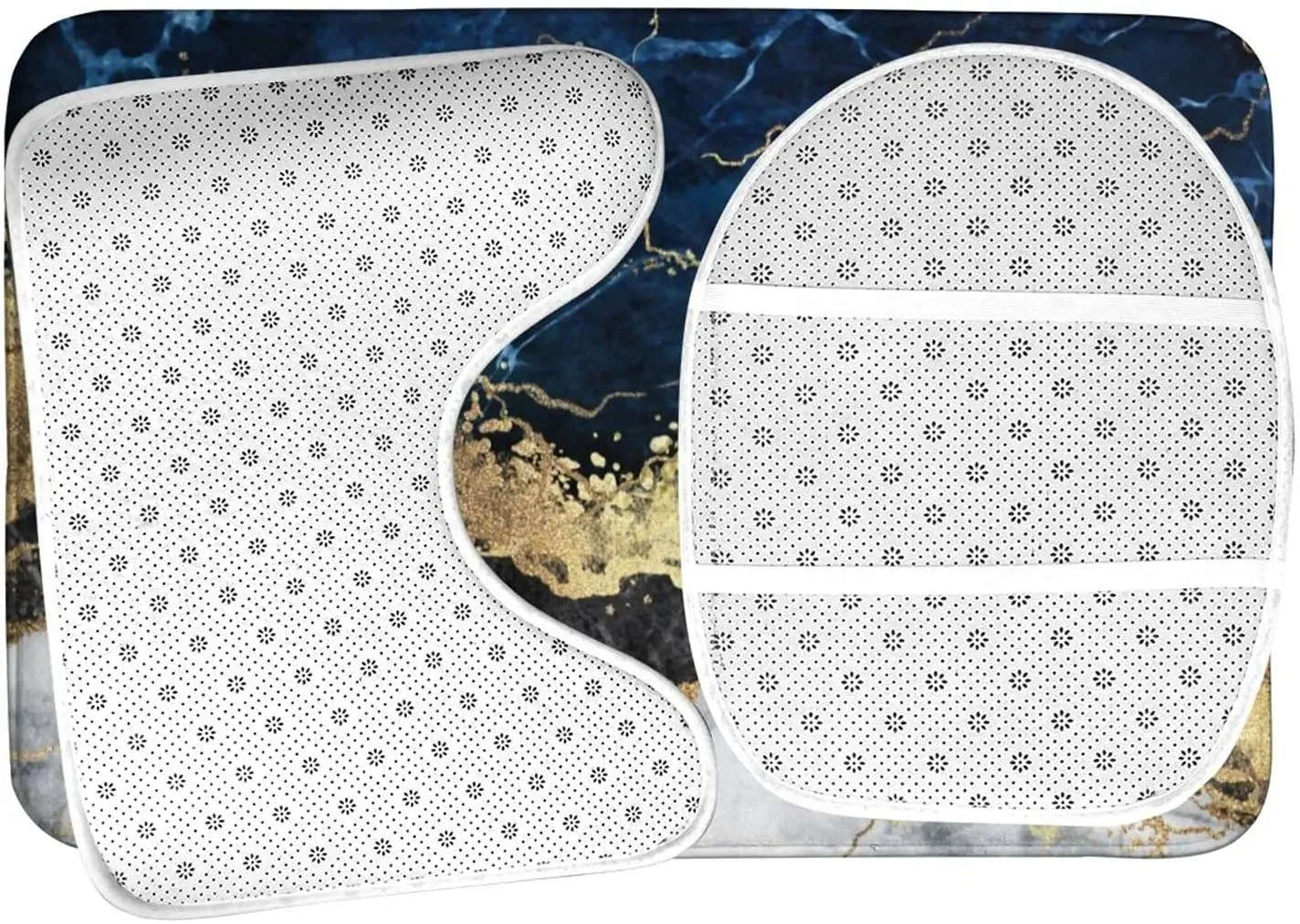 Коврик для ванной комнаты Коврики Темно-синий Мрамор Золотой Абстрактные наборы