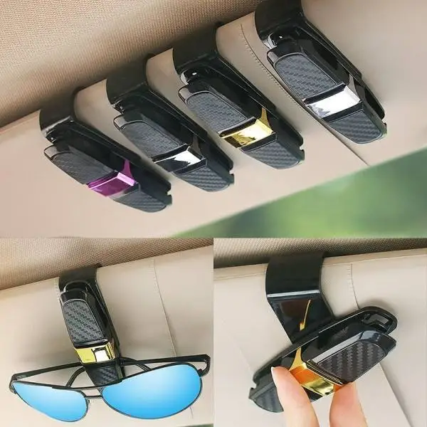 

Car Accessories Carbon Fiber Sunglasses Clip Car Holder For Car Sun Visor Sunglasses Mount With Ticket Card Clip