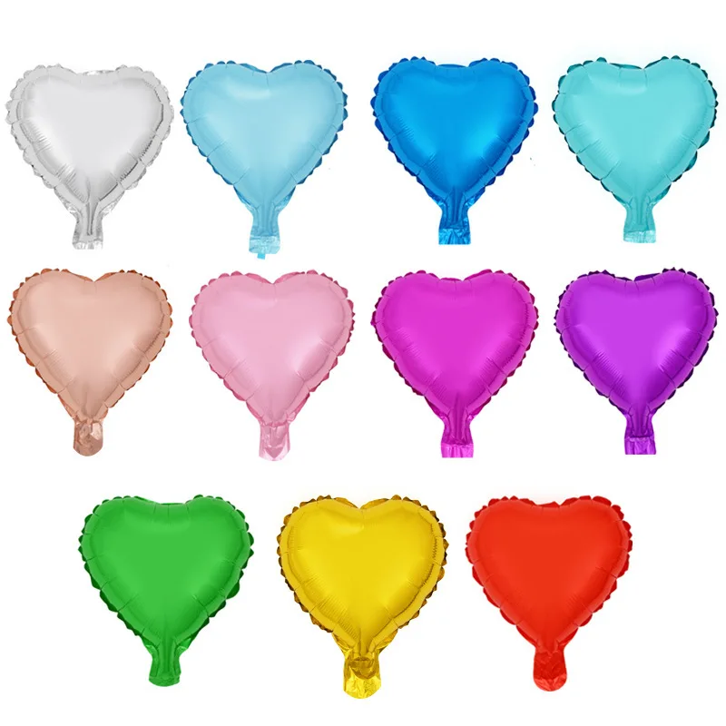

10pcs 10 Inch Heart-Shaped Star Foil Balloon Birthday Party Wedding Decor Supplies Birthday Decoration Metallic Effect Balloons