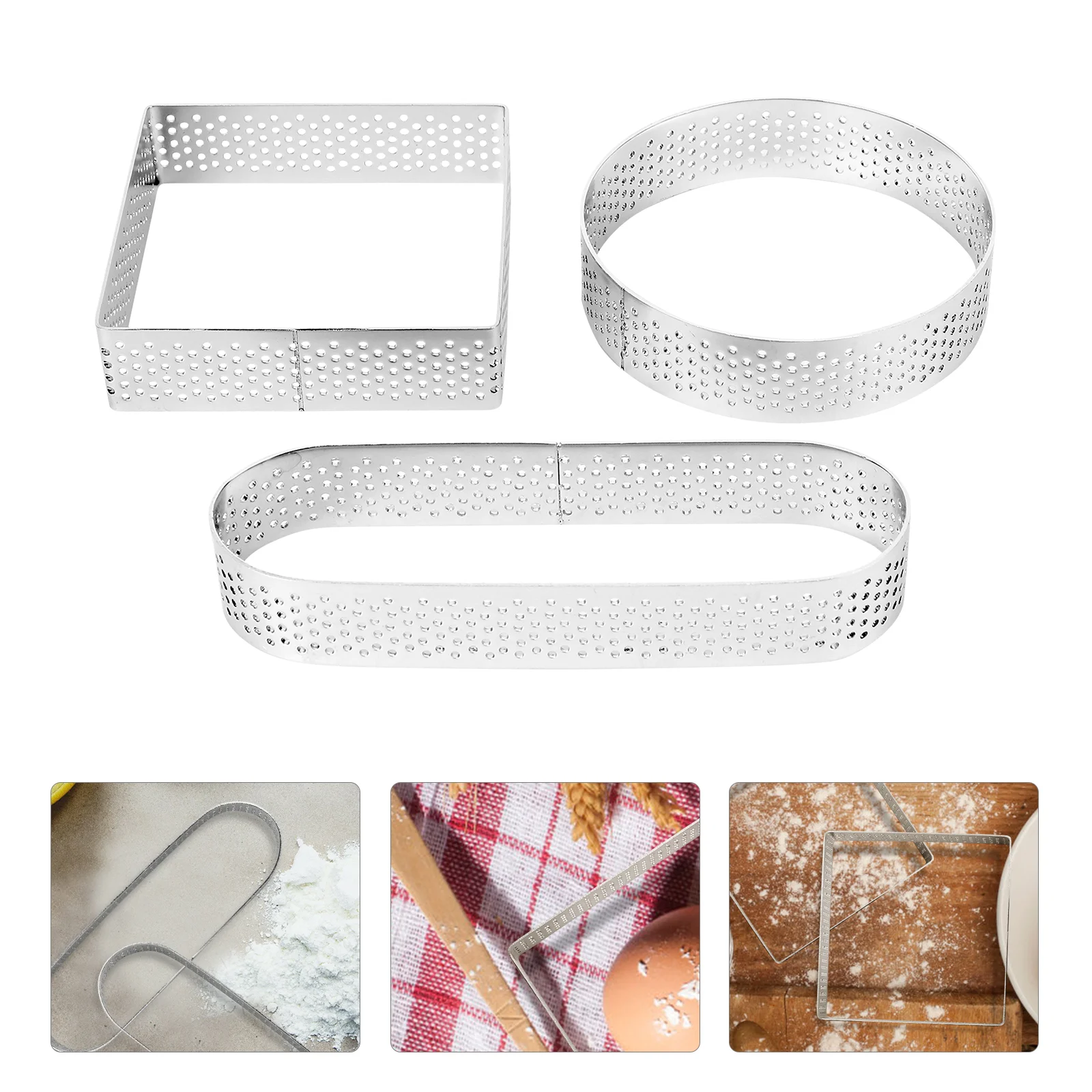 

Ring Cake Rings Mousse Mold Tartbaking Pastry Steel Stainless Round Metal Cookie Biscuitmuffin Perforated Circle Egg Mini