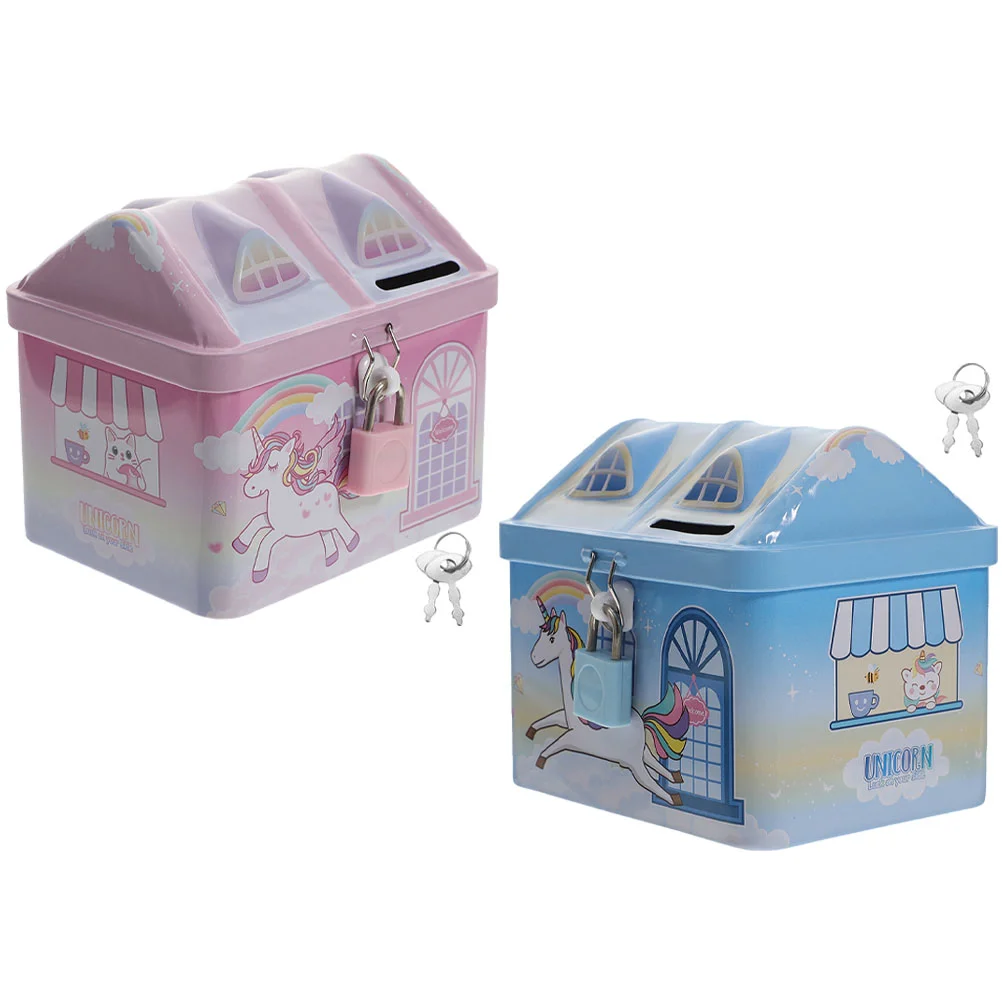 

Bank Money Coin Box Piggy Jar Unicorn Saving Tip Pot House Storage Cartoon Decorative Animal Change Counting Container Cash Fund
